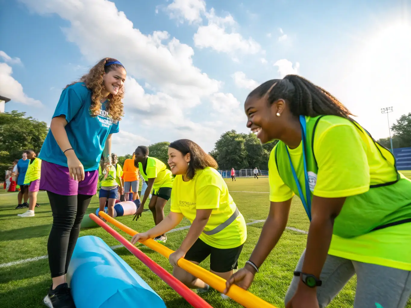 An inspiring image of TEAM BPM BZH members volunteering at a local sports initiative, emphasizing the organization's commitment to social impact.