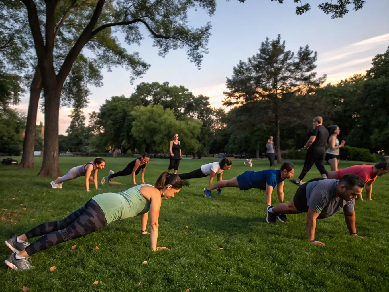 A motivating image of participants engaging in a community fitness program, emphasizing TEAM BPM BZH's dedication to promoting health and wellness.